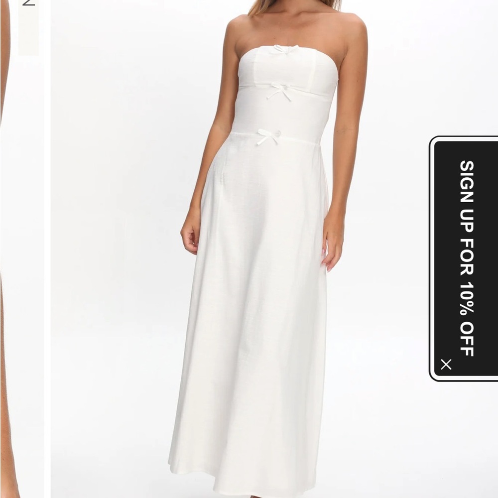 selfie leslie Celandra Bow Bodice Maxi Dress White - Strapless White Maxi Dress